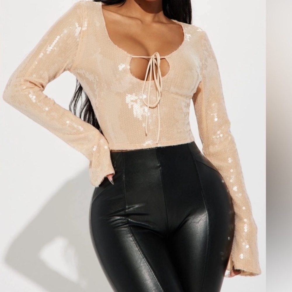 NWT❣️Champagne Sequin Top - Sz XL-XXL 🫶🏽🍾🥂 - Picture 5 of 8